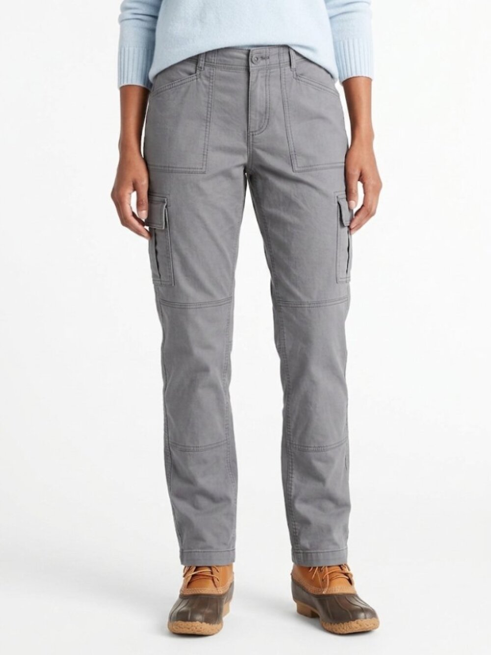 L.L. Bean Womens Stretch Canvas Cargo Pants Mid-Rise Straight-Leg Lined Size 6
